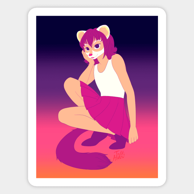 Anthro Sunset Ferret Girl Sticker by Todd's Hollow